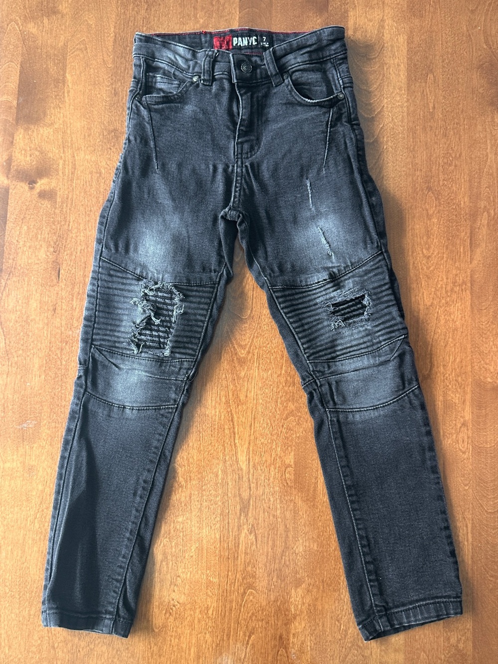PANYC Boys' Black Distressed Moto Jeans